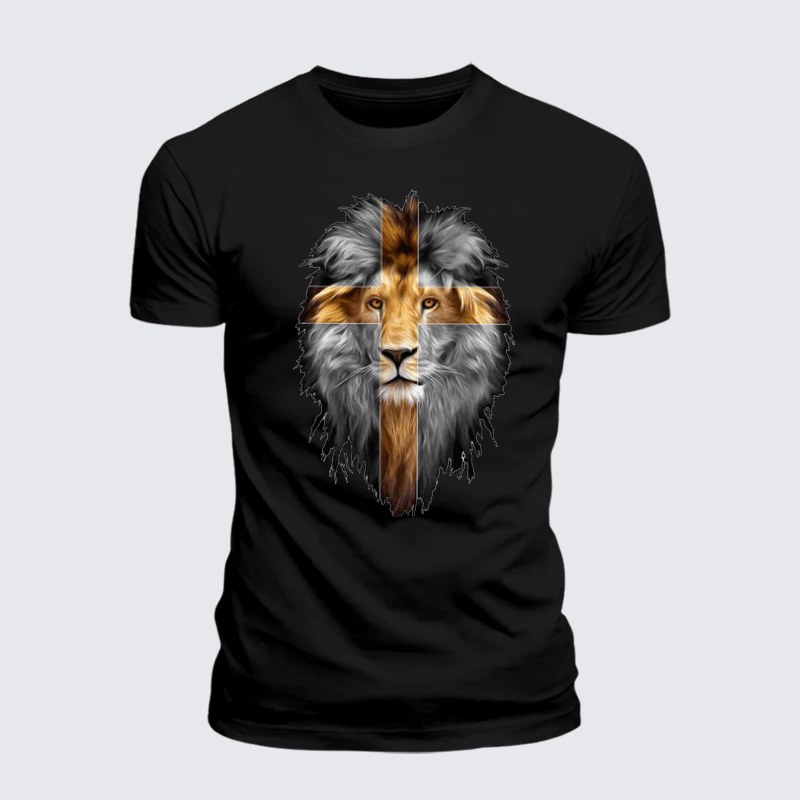 Jesus Lion of Judah Jesus God Christian Premium Mercerized Cotton Tee