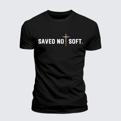 Saved Not Soft Jesus God Christian Premium Mercerized Cotton Tee