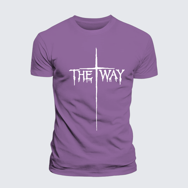 The Way Cross Faith Jesus God Christian Premium Mercerized Cotton Tee