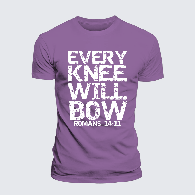 Bold Christian Bible Verse Quote for Men Every Knee Will Bow Jesus God Christian Premium Mercerized Cotton Tee
