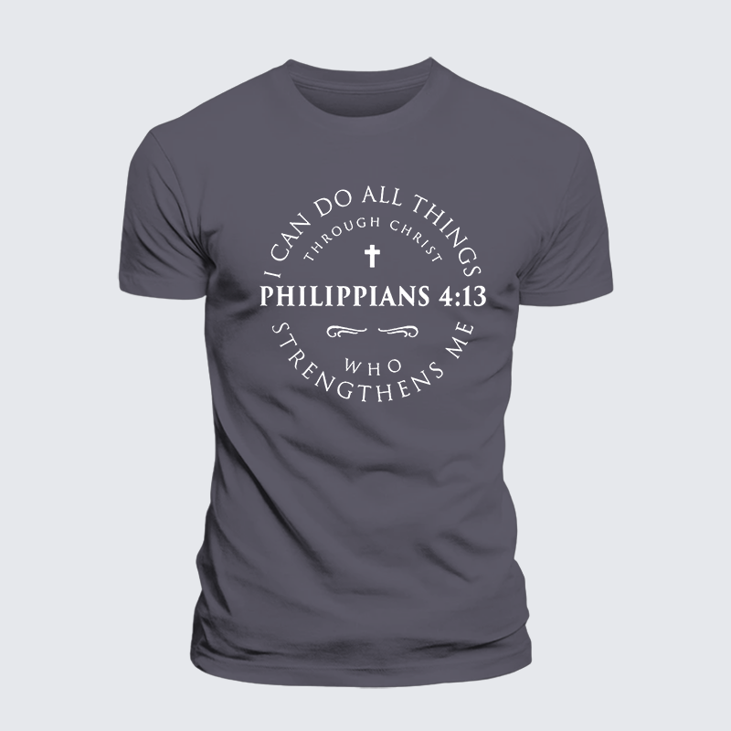 Philippians 4:13 Jesus God Christian Premium Mercerized Cotton Tee