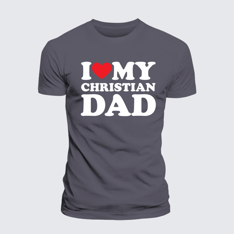 I Love My Christian Dad Jesus God Christian Premium Mercerized Cotton Tee
