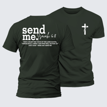 Send Me Isaiah 6:8 Jesus God Christian Premium Mercerized Cotton Tee