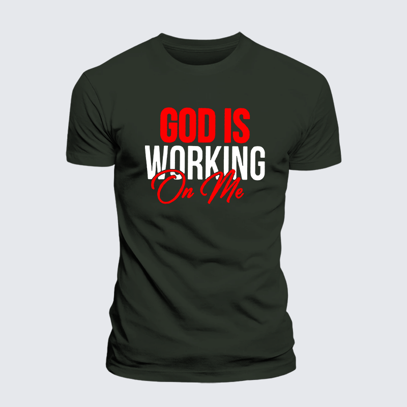 God Is Working On Me Jesus God Christian Premium Mercerized Cotton Tee