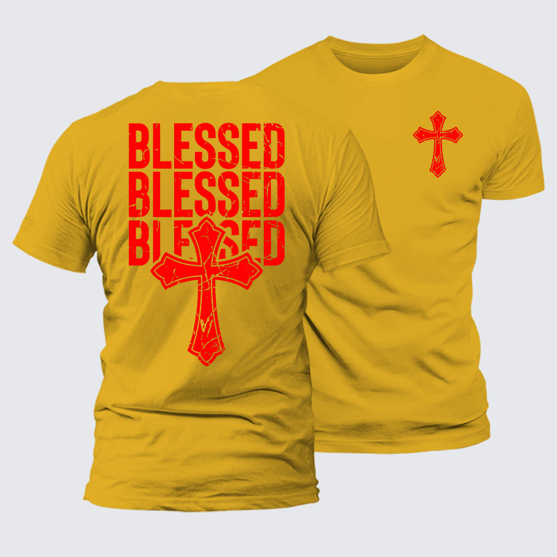 Blessed Cross Jesus God Christian Premium Mercerized Cotton Tee