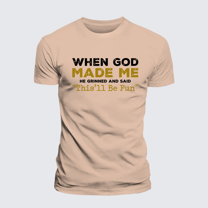 When God Made Me Jesus God Christian Premium Mercerized Cotton Tee