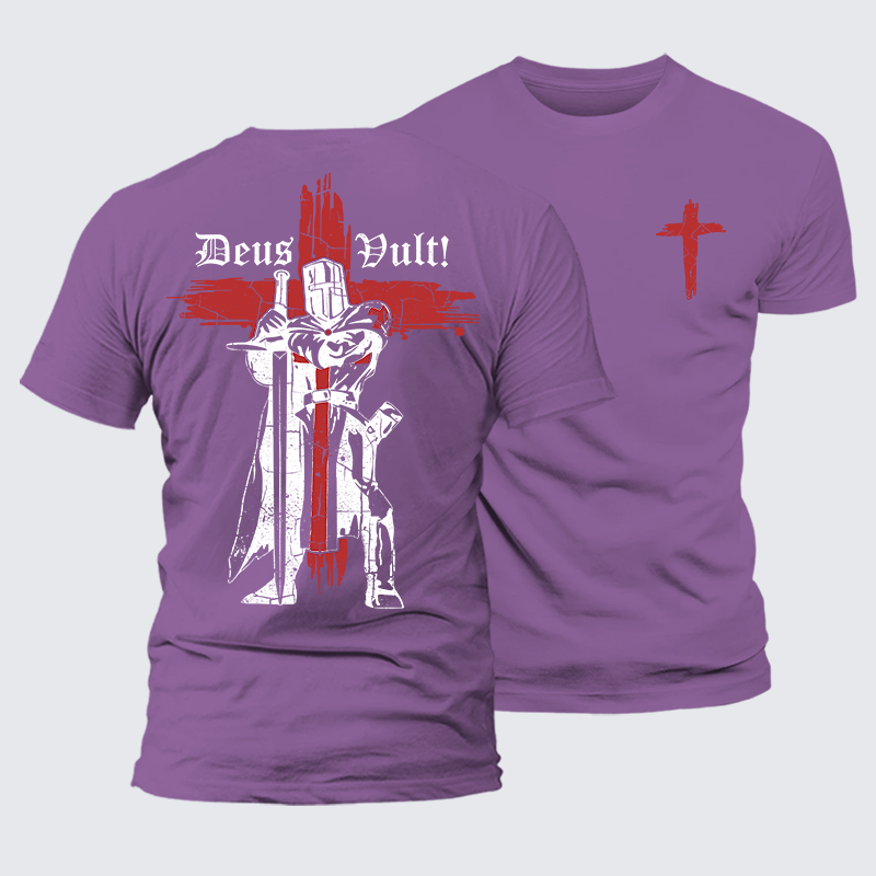 Deus Vult Crusader Jesus God Christian Premium Mercerized Cotton Tee