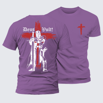 Deus Vult Crusader Jesus God Christian Premium Mercerized Cotton Tee