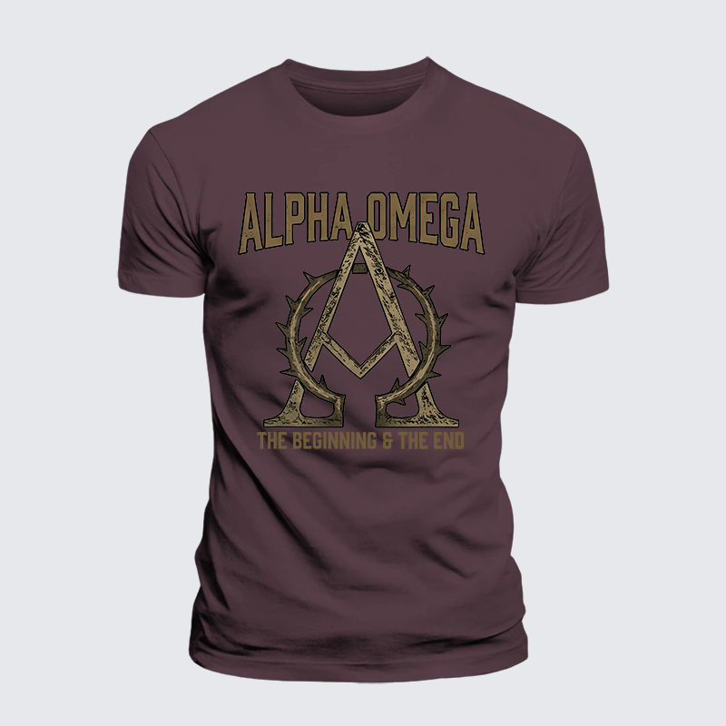 Alpha and Omega Jesus God Christian Premium Mercerized Cotton Tee