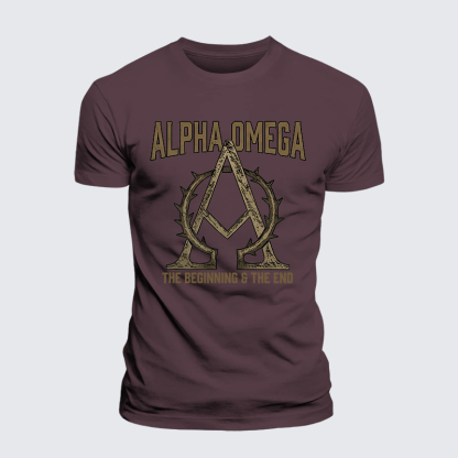 Alpha and Omega Jesus God Christian Premium Mercerized Cotton Tee