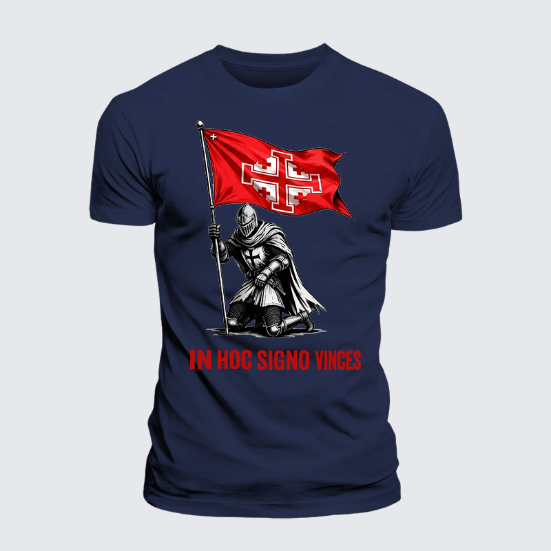 In Hoc Signo Vinces Jesus God Christian Premium Mercerized Cotton Tee