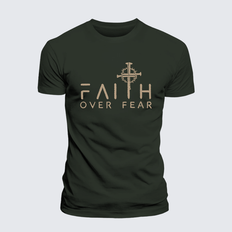 Faith Over Fear Faith Cross Jesus God Christian Premium Mercerized Cotton Tee