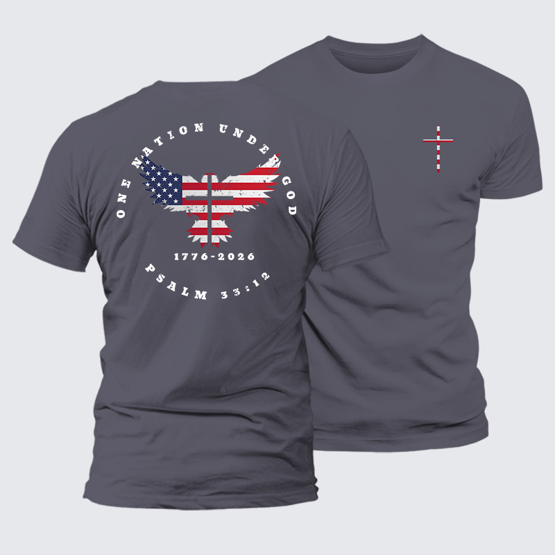 One Nation Under God Jesus God Christian Premium Mercerized Cotton Tee