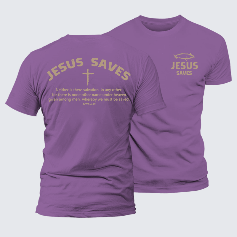 Jesus Saves Jesus God Christian Premium Mercerized Cotton Tee
