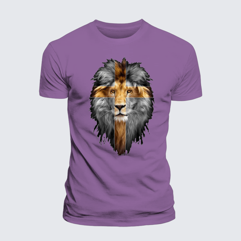 Jesus Lion of Judah Jesus God Christian Premium Mercerized Cotton Tee