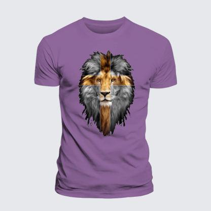 Jesus Lion of Judah Jesus God Christian Premium Mercerized Cotton Tee