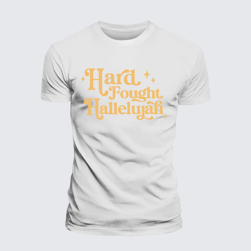 Hard Fought Hallelujah Jesus God Christian Premium Mercerized Cotton Tee