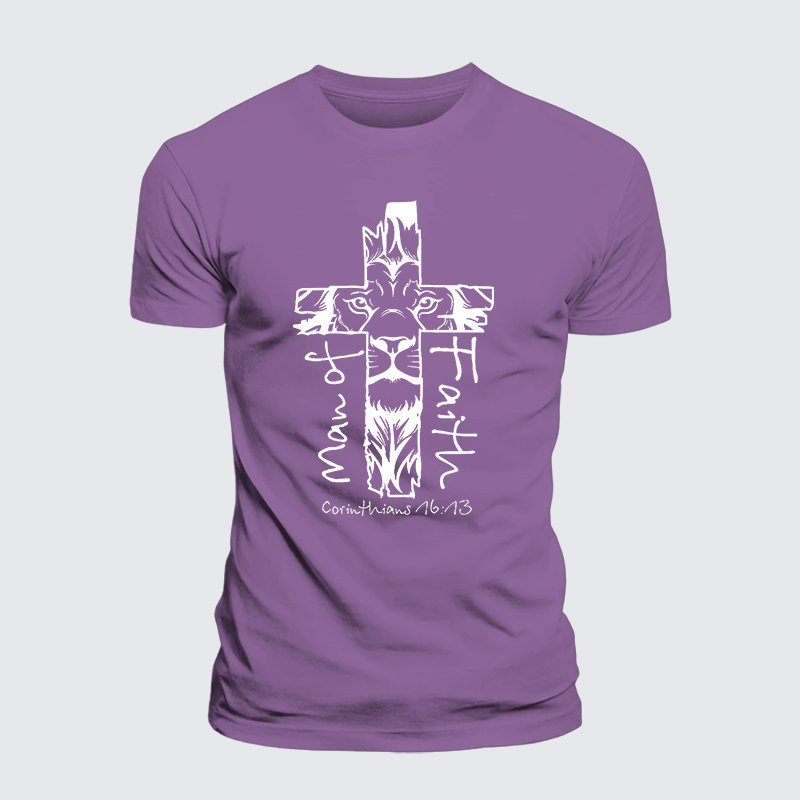 Man Of Faith Jesus God Christian Premium Mercerized Cotton Tee
