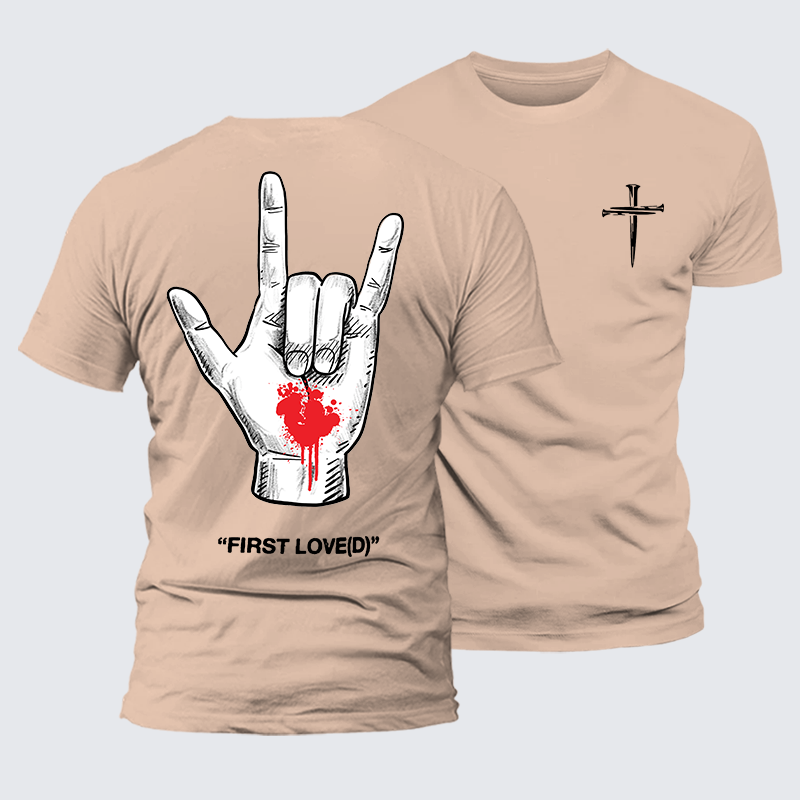 First Loved Jesus God Christian Premium Mercerized Cotton Tee