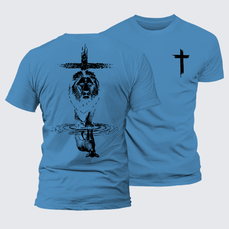 Power And Peace Faith Cross Jesus God Christian Premium Mercerized Cotton Tee