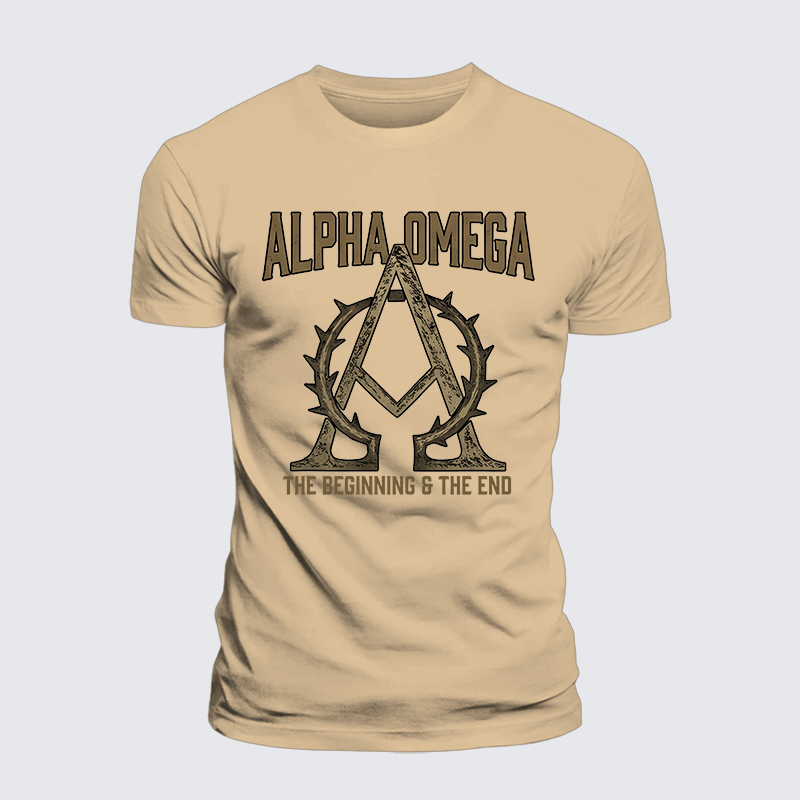 Alpha and Omega Jesus God Christian Premium Mercerized Cotton Tee