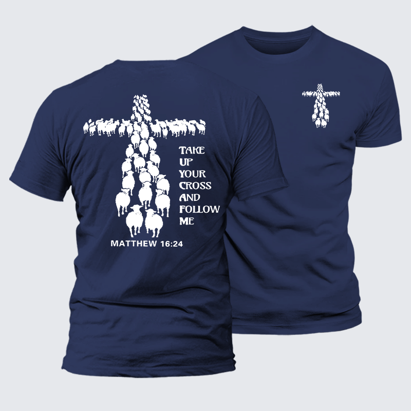 Take Up Your Cross Jesus God Christian Premium Mercerized Cotton Tee