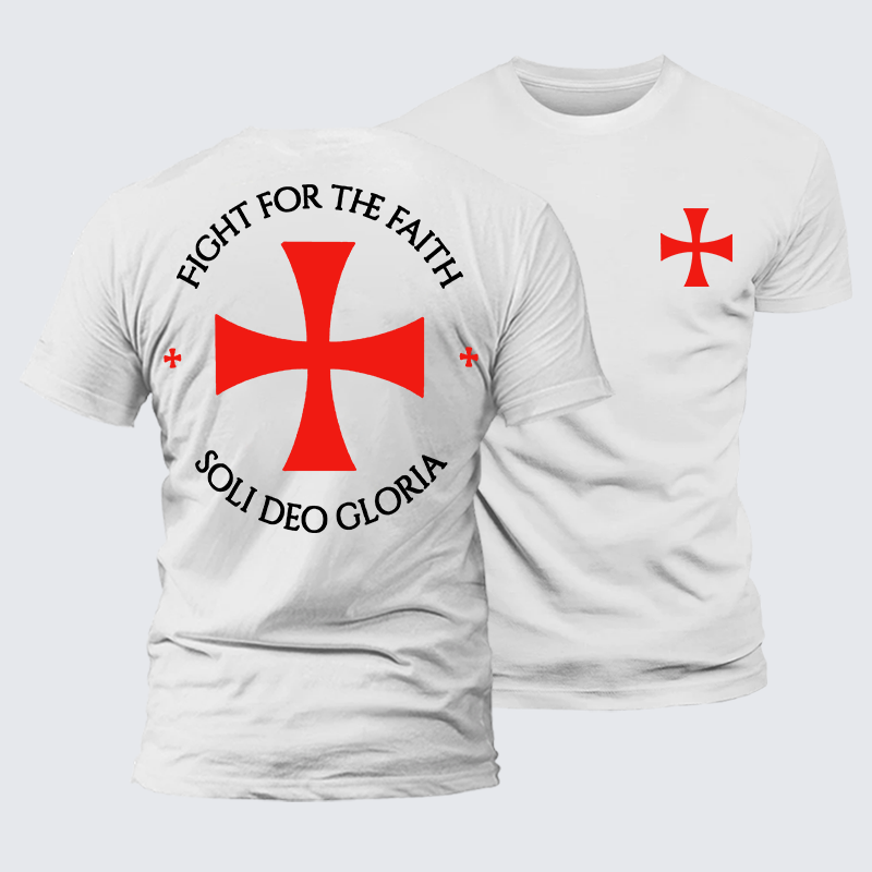 Fight for the Faith – Templar Cross Crusader Knight  Jesus God Christian Premium Mercerized Cotton Tee