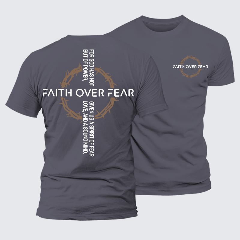  Faith Over Fear Jesus God Christian Premium Mercerized Cotton Tee