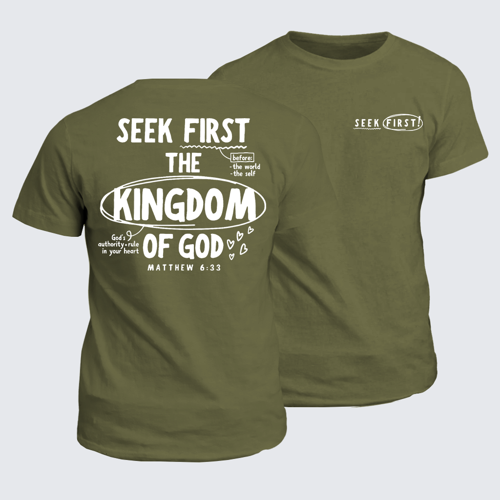 Seek First The Kingdom Of God Jesus God Christian Cotton T-Shirt