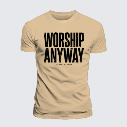 Worship Anyway Jesus God Christian Premium Mercerized Cotton Tee