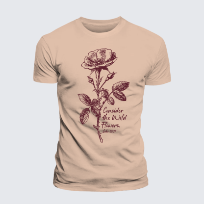 Consider the Wild Flowers Jesus God Christian Premium Mercerized Cotton Tee
