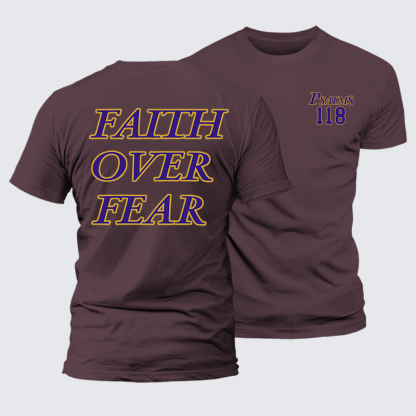 Faith Over Fear Jesus God Christian Premium Mercerized Cotton Tee