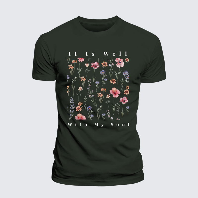 It Is Well With My Soul Jesus God Christian Premium Mercerized Cotton Tee