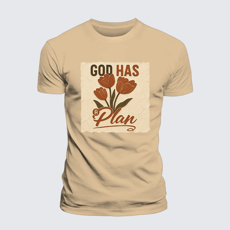 God Has A Plan Jesus God Christian Premium Mercerized Cotton Tee