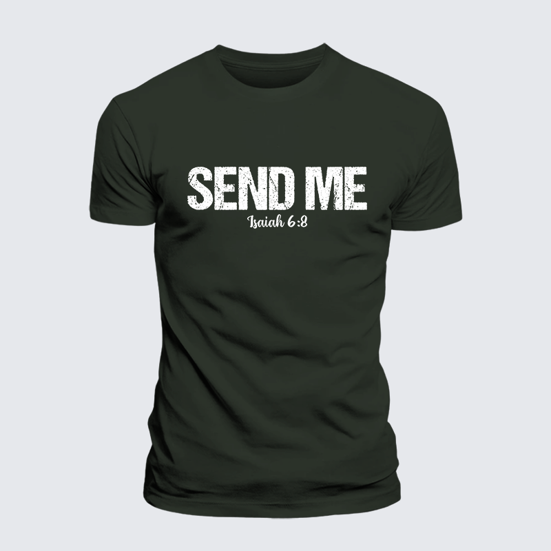 Isaiah 6:8 - SEND ME Jesus God Christian Premium Mercerized Cotton Tee