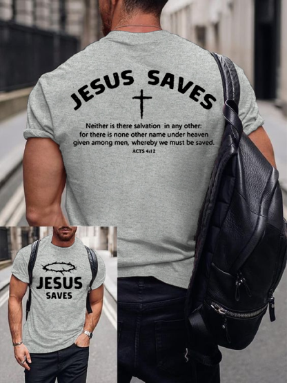 Jesus Saves Jesus God Christian Cotton T-Shirt