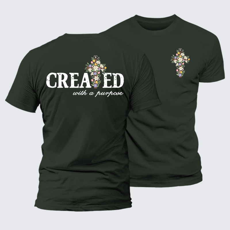 Created With Purpose Jesus God Christian Premium Mercerized Cotton Tee