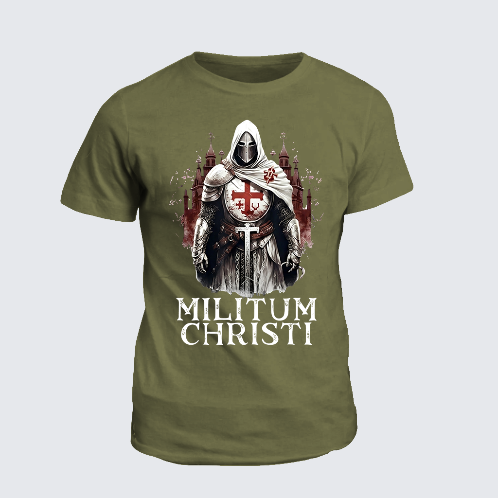 Knight Catholic Religious Military Crusader  Jesus God Christian Cotton T-Shirt