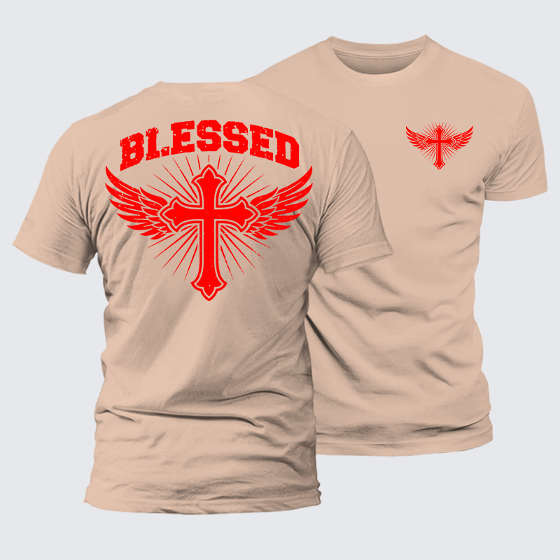Blessed Cross Jesus God Christian Premium Mercerized Cotton Tee
