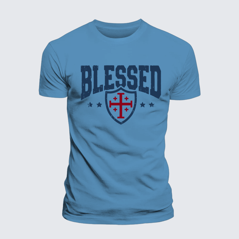 Blessed Cross Jesus God Christian Premium Mercerized Cotton Tee
