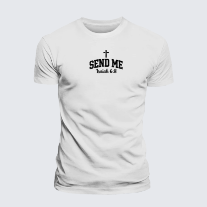 Isaiah 6:8 - SEND ME Jesus God Christian Premium Mercerized Cotton Tee