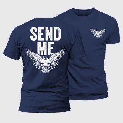 Isaiah 6:8 - SEND ME Jesus God Christian Premium Mercerized Cotton Tee