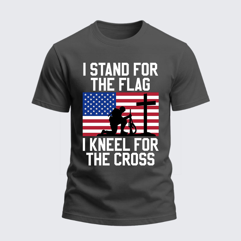 Heavyweight Cotton Tee - I Stand For The Flag And Kneel For The Cross