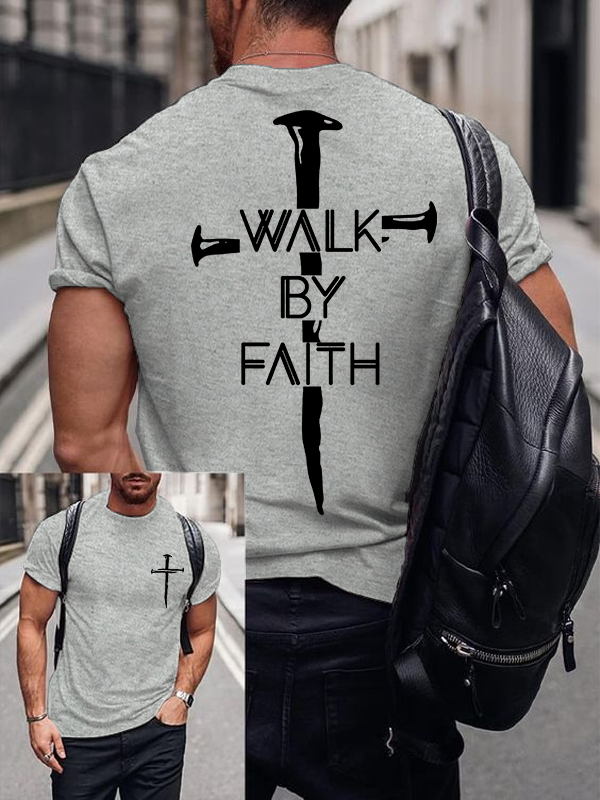 Walk By Faith Jesus God Christian Cotton T-Shirt
