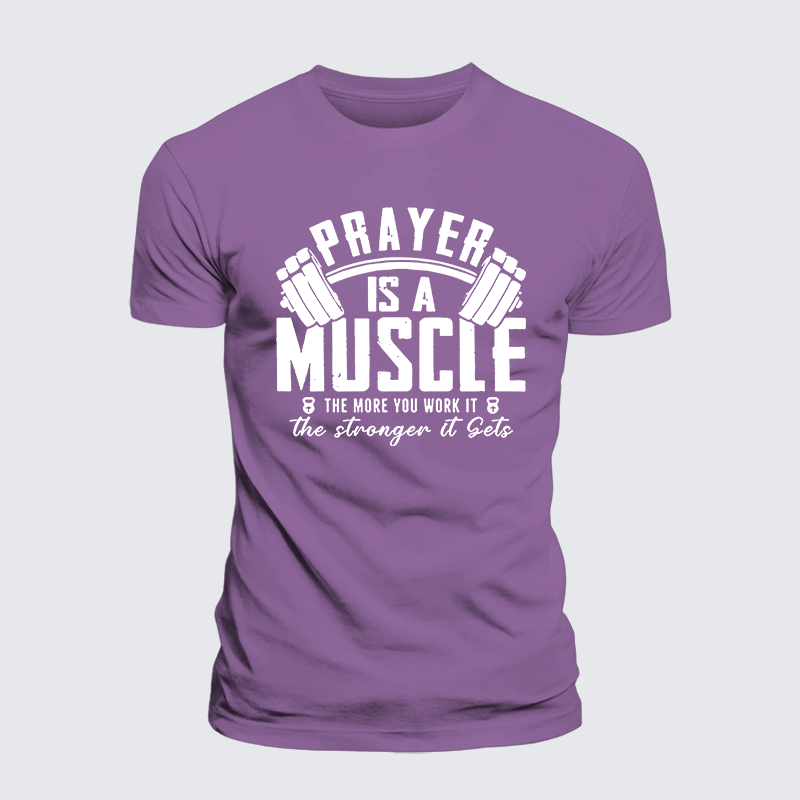 Prayer Is A Muscle Cross Jesus God Christian Premium Mercerized Cotton Tee