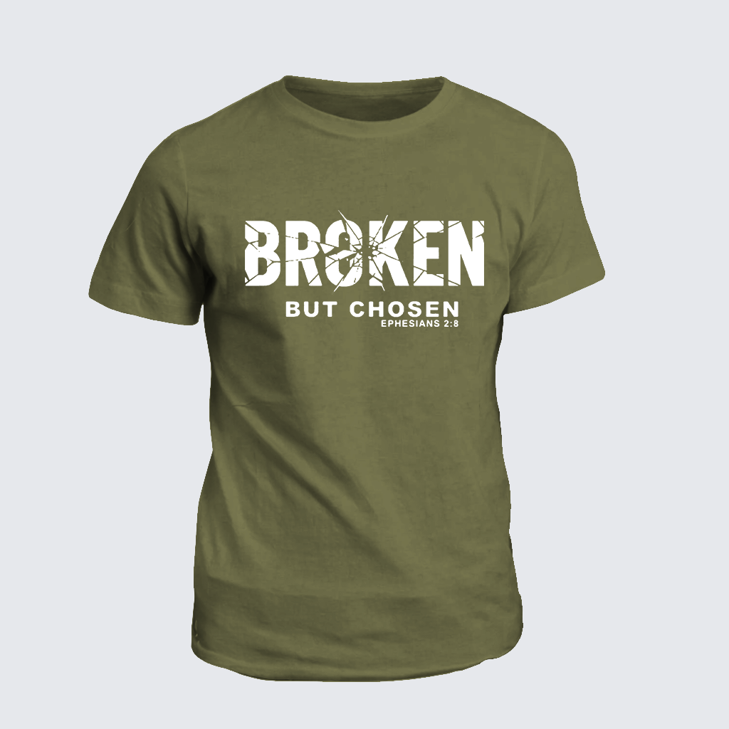 Broken But Chosen Jesus God Christian Cotton T-Shirt