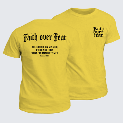 Faith Over Fear Cross Jesus God Christian Cotton T-Shirt