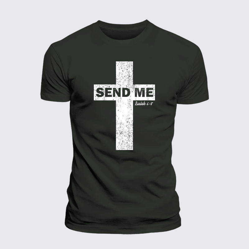 Send Me Isaiah 6:8 Jesus God Christian Premium Mercerized Cotton Tee