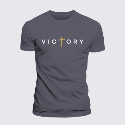 Victory Cross Jesus God Christian Premium Mercerized Cotton Tee