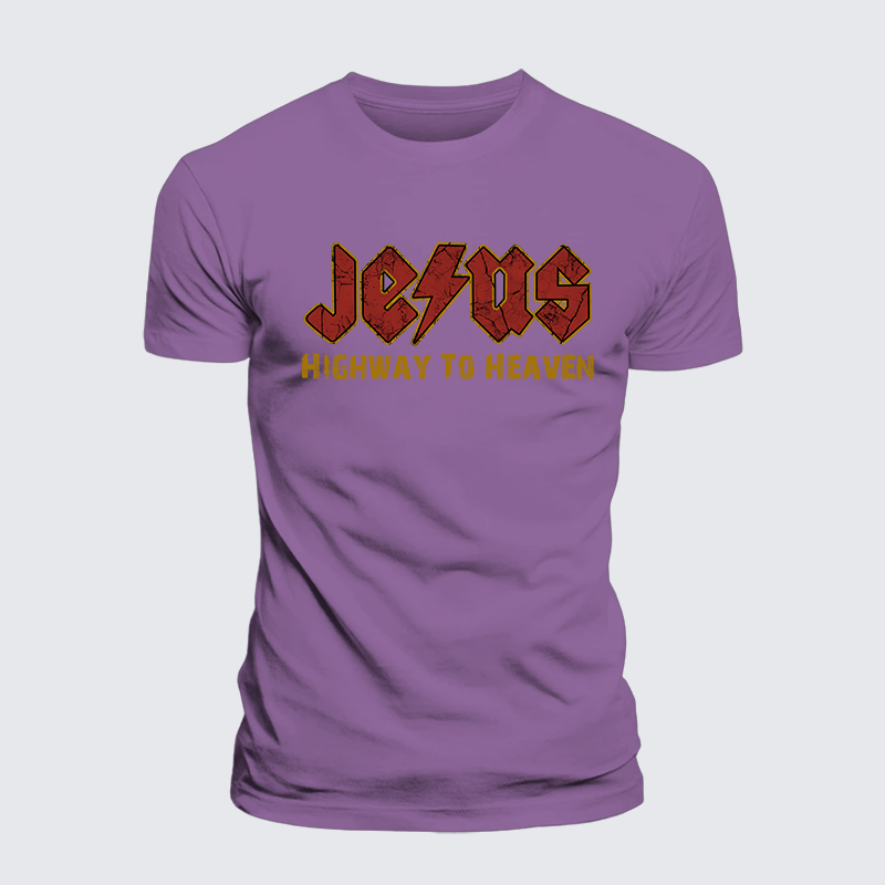 Jesus Highway to Heaven Jesus God Christian Premium Mercerized Cotton Tee